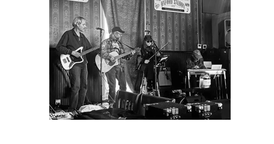 Vintage music performance recording session black and white